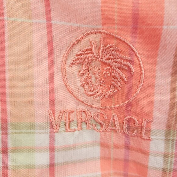 *RARE* Gianni Versace K2000 Plaid Shirt Mens XL Pink White - Picture 6 of 13